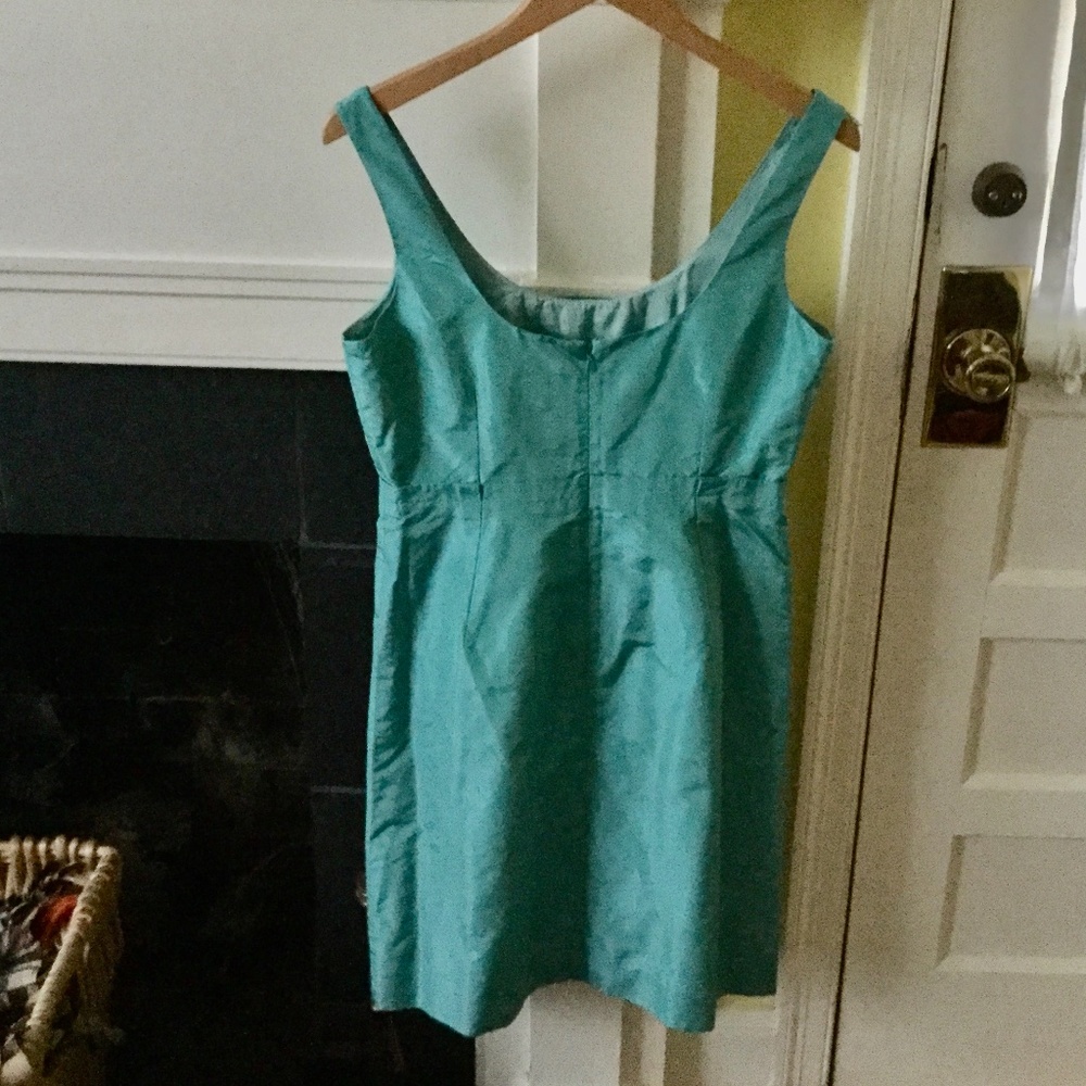 NWT J. Crew Silk Taffeta Clementine Dress Aqua Event Cocktail - Sz 8 - Picture 2 of 11